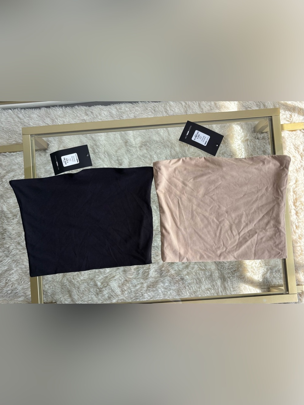 Fashion Nova Strapless Tube Tops - Black & Nude Blush size small